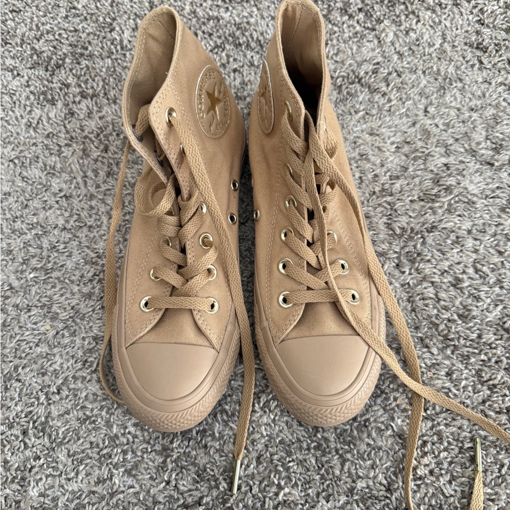 Converse Monochrome Tan High-Top Sneakers (women’s 6.5)